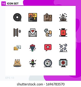 Pack of 16 Modern Flat Color Filled Lines Signs and Symbols for Web Print Media such as sail; boat; solution; logistic; delivery Editable Creative Vector Design Elements