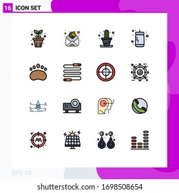 Pack of 16 Modern Flat Color Filled Lines Signs and Symbols for Web Print Media such as science; education; house; badge; sauce Editable Creative Vector Design Elements