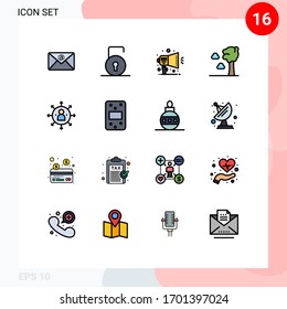 Pack of 16 Modern Flat Color Filled Lines Signs and Symbols for Web Print Media such as job; arrows; notification; abilities; cloud Editable Creative Vector Design Elements