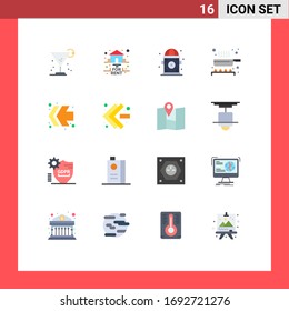 Paquete de 16 símbolos y símbolos modernos de colores planos para medios de impresión en la Web, como avance rápido; cocina; alquiler; sartén; paquete editable para cocinar con elementos de diseño de vectores creativos