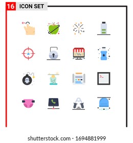 Pack of 16 Modern Flat Colors Signs and Symbols for Web Print Media such as strategy; people; fire work; management; multimedia Editable Pack of Creative Vector Design Elements