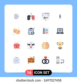 Pack of 16 Modern Flat Colors Signs and Symbols for Web Print Media such as holi; bread; web; volume; sound Editable Pack of Creative Vector Design Elements