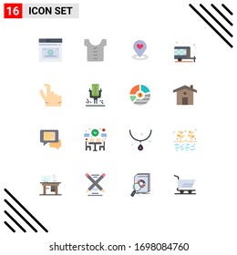 Paket mit 16 modernen Flachfarben, Zeichen und Symbole für Web-Printmedien wie Pinch; Feder; Karte; Auto; Bearbeitbares Paket von Design-Elementen für kreative Vektorillustration in der Landwirtschaft