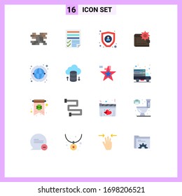 Pack of 16 Modern Flat Colors Signs and Symbols for Web Print Media such as making; personal; data; money; cash Editable Pack of Creative Vector Design Elements
