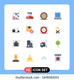 Pack of 16 Modern Flat Colors Signs and Symbols for Web Print Media such as infant; baby; cake; design; laptop Editable Pack of Creative Vector Design Elements