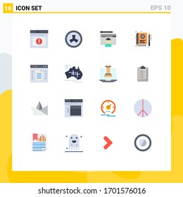 Pack of 16 Modern Flat Colors Signs and Symbols for Web Print Media such as learning; learning; education; e; book Editable Pack of Creative Vector Design Elements
