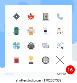 Paket mit 16 modernen Flachfarben, Zeichen und Symbole für Web-Printmedien wie Online-Brieftasche; Ring; Buch; Telefon; Kontakt Editable Pack von Design-Elementen für kreative Vektorillustration