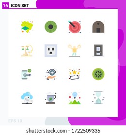 Pack of 16 Modern Flat Colors Signs and Symbols for Web Print Media such as real estate; islamic building; arrow; historical building; design Editable Pack of Creative Vector Design Elements