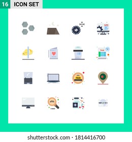 Paket mit 16 modernen Flachfarben, Zeichen und Symbole für Web-Print-Medien wie Idee; Web; Reisen; Einstellung; Editierbares Paket kreativer Vektordesign-Elemente