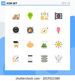 Paquete de 16 símbolos y símbolos modernos de color plano para medios de impresión web, como seguridad; salud; negocio; marca; Paquete editable de cuidado de elementos de diseño de vectores creativos