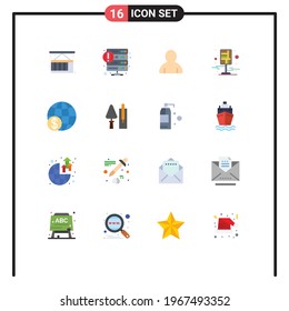 Pack of 16 Modern Flat Colors Signs and Symbols for Web Print Media such as finance; pin; web; map; city Editable Pack of Creative Vector Design Elements