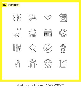 Paket mit 16 modernen Rahmenzeichen und Symbolen für Web-Printmedien wie Roller; Förderung; Laden; Vermarktung; Design-Elemente für wiederbearbeitbare Vektorillustrationen