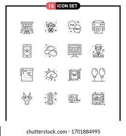 Pack of 16 Modern Outlines Signs and Symbols for Web Print Media such as mobile; printing; duty; print; tax Editable Vector Design Elements