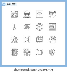 Pack of 16 Modern Outlines Signs and Symbols for Web Print Media such as showel; receipt; treasure; ecommerce; logistic Editable Vector Design Elements