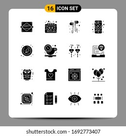 Pack of 16 Modern Solid Glyphs Signs and Symbols for Web Print Media such as biology; navigation; free; mobile; smartphone Editable Vector Design Elements