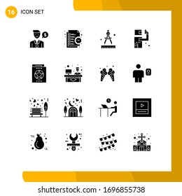 Pack of 16 Modern Solid Glyphs Signs and Symbols for Web Print Media such as education; killer; time; kill; assassin Editable Vector Design Elements