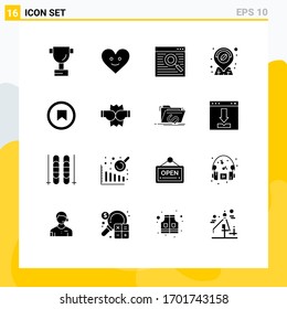 Pack of 16 Modern Solid Glyphs Signs and Symbols for Web Print Media such as fight; user; window; tag; interface Editable Vector Design Elements