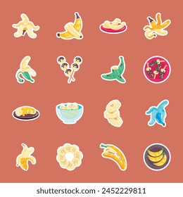 Pack of 16 Trendy Banana Delights Flat Stickers 


