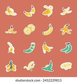 Pack of 16 Trendy Banana Delights Flat Stickers 

