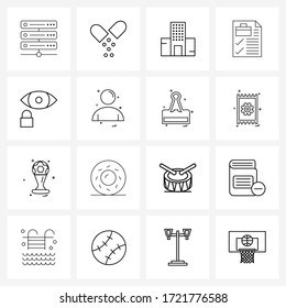 Pack of 16 Universal Line Icons for Web Applications solutions; checklist; tablets; business; star Vector Illustration