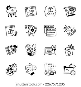 Pack of 16 Website Planning Hand Drawn Icons 

