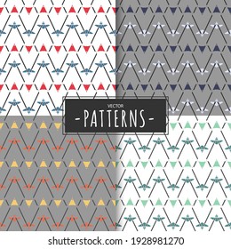 Pack 18 - Four seamless vector geometric pattern - Abstract Flying Plane Wallpaper Collection