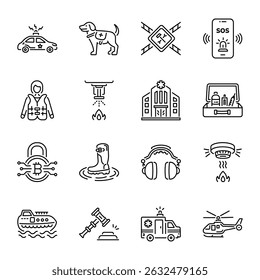 Pack of 18 Safety Precaution Linear Icons 