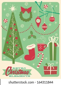 Pack of 1950's Style Retro Christmas Elements