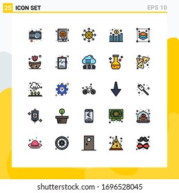 Pack of 25 creative Filled line Flat Colors of profit; chart; platform; media Editable Vector Design Elements