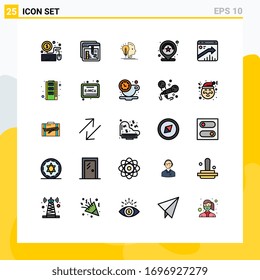 Pack of 25 creative Filled line Flat Colors of arrow; review; user; rating; location Editable Vector Design Elements