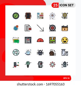 Pack of 25 creative Filled line Flat Colors of money; research; native; information; analysis Editable Vector Design Elements