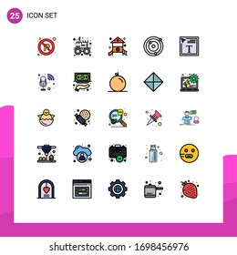Pack of 25 creative Filled line Flat Colors of font design; color fill in text; kids; planets; astronomy Editable Vector Design Elements