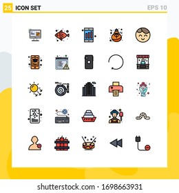 Pack of 25 creative Filled line Flat Colors of education; boy; mobile; baby; thanksgiving Editable Vector Design Elements