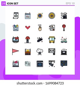 Pack of 25 creative Filled line Flat Colors of pollution; factory; info; technical; service Editable Vector Design Elements