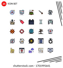 Pack of 25 creative Filled line Flat Colors of construction; hand; education; saw; festival Editable Vector Design Elements