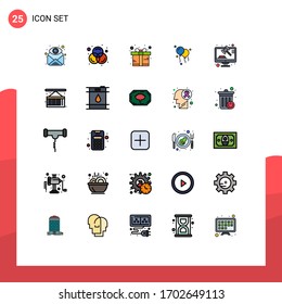 Pack of 25 creative Filled line Flat Colors of box; law; box; justice; decoration Editable Vector Design Elements