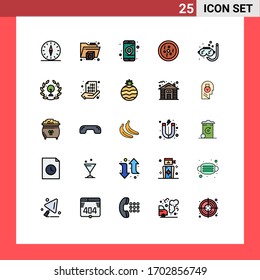 Pack of 25 creative Filled line Flat Colors of snorkeling; diving; gps; science; dish Editable Vector Design Elements