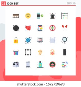 Pack of 25 creative Flat Colors of science; abacus; sad; trash; can Editable Vector Design Elements