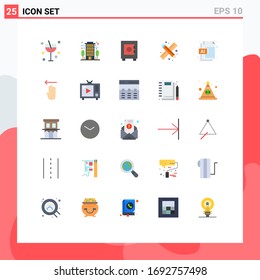 Pack of 25 creative Flat Colors of finger; document; lock; ai; pencil and ruler Editable Vector Design Elements