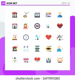Pack of 25 creative Flat Colors of avatar; right; eye; restriction; copy Editable Vector Design Elements