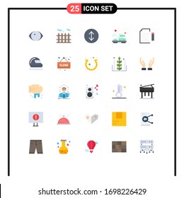 Paquete de 25 colores planos creativos de casco; archivo; relajarse; extensión; elementos de diseño de vectores editables de datos