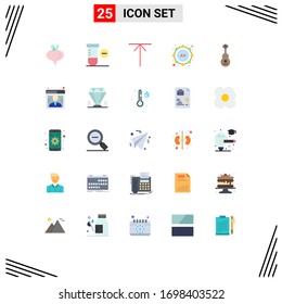 Pack of 25 creative Flat Colors of business; sound; up; music; audio Editable Vector Design Elements