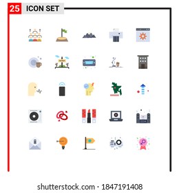 Pack of 25 creative Flat Colors of device; nature; corner; hill; mountain Editable Vector Design Elements