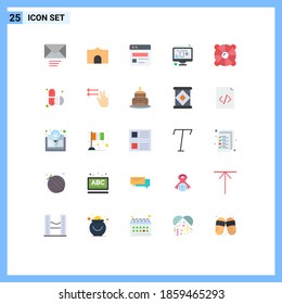 Pack of 25 creative Flat Colors of rescue; beach; business; virus; bug Editable Vector Design Elements