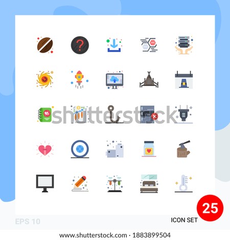 Pack of 25 creative Flat Colors of shared; internet hosting; arrow; digital; data Editable Vector Design Elements