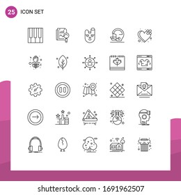 Pack of 25 creative Lines of bandage; baseball; computing; safety; rabbit Editable Vector Design Elements