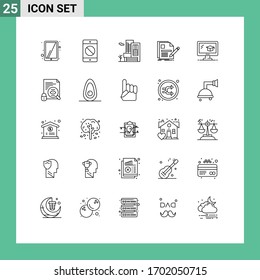 Pack of 25 creative Lines of education; pen; office; page; document Editable Vector Design Elements