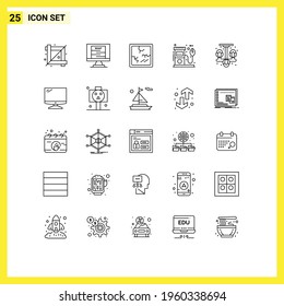 Pack of 25 creative Lines of living; gas station; broken; pump; fuel Editable Vector Design Elements