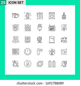 Pack of 25 creative Lines of research; machine; science; washing; eye Editable Vector Design Elements