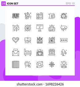 Pack of 25 creative Lines of time; money; living; management; jug Editable Vector Design Elements